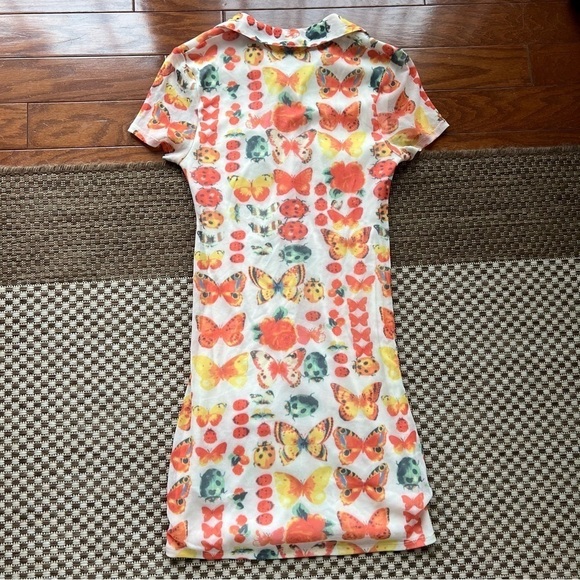 Urban Outfitters Riko‎ Mesh Orange Butterfly Dress - Picture 8 of 13
